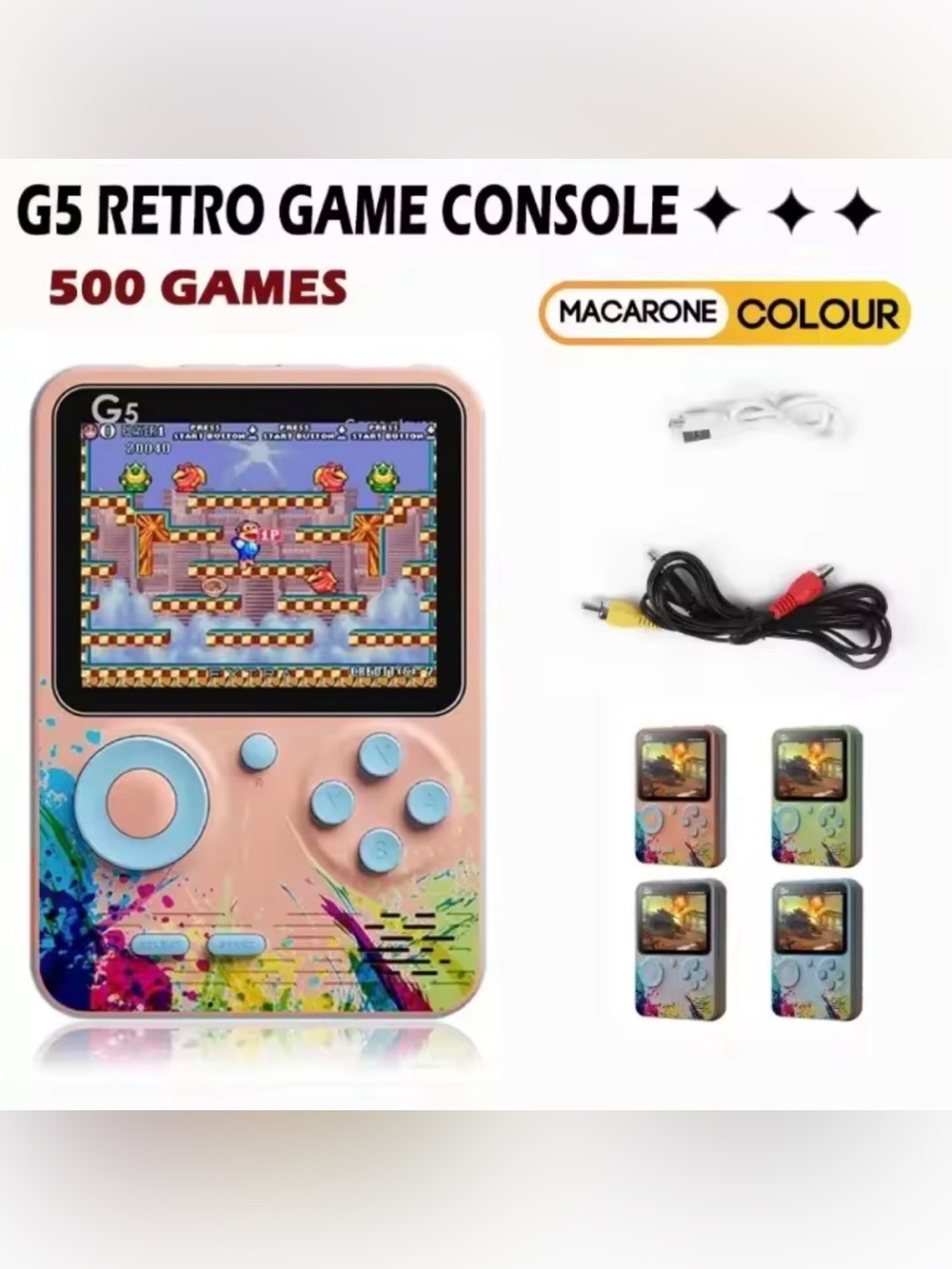New G5 Handheld Console With 500 Classic Retro Games 3.0Inch Screen rechargeable
